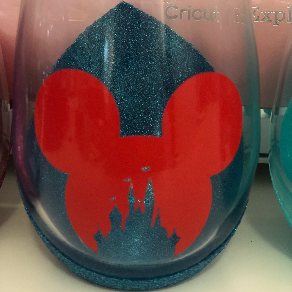 Mickey Disney Castle Handmade Wine Glass